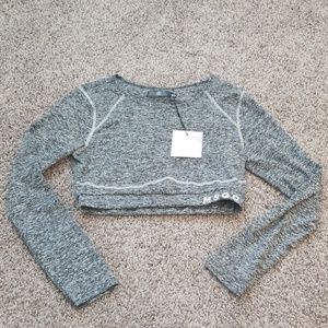 Missguided Grey Cropped Long Sleeve Top